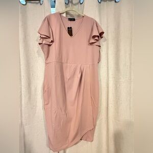 V-neck faux wrapped dress